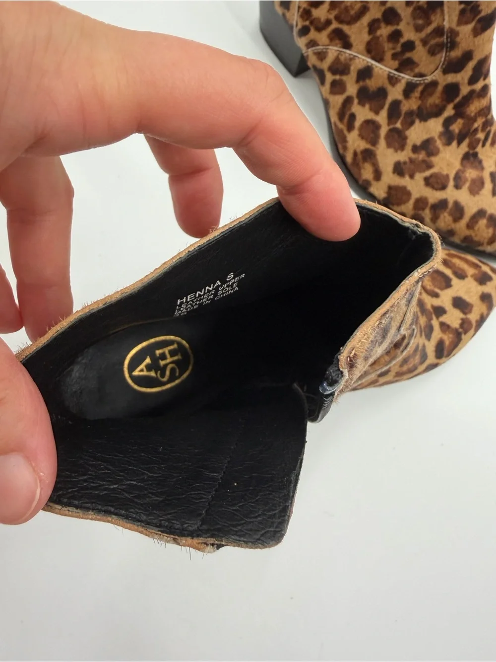 Ash Henna Leopard Print Cow Hair Leather Booties